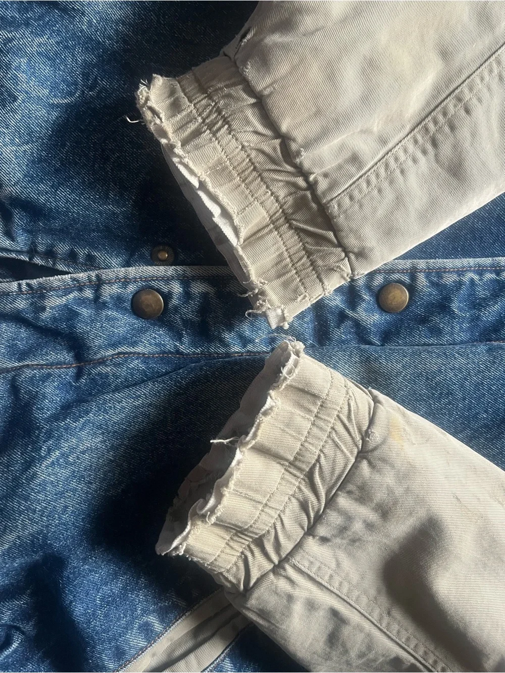 Men's Denim & Cream Varsity Bomber Jacket
